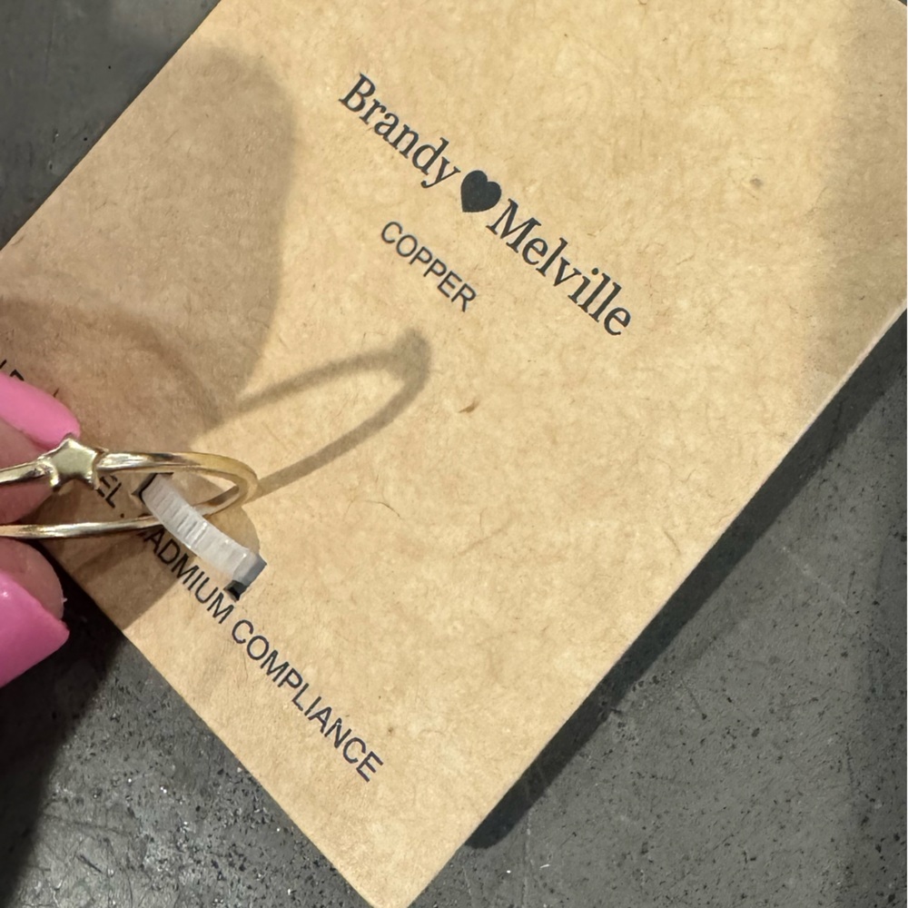 BRANDY MELVILLE winter White Los Angeles USA zipper Pouch w/ golden star  ring⭐️ - Picture 8 of 8